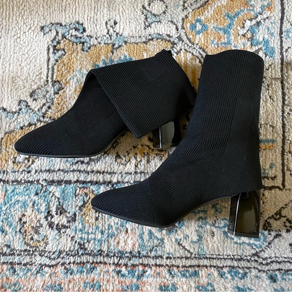 Block Heel Knit Sock Boots NWOT - Picture 5 of 11
